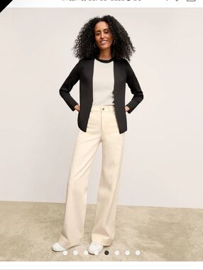 MM.LaFleur The Woolf Jardigan Black Knit Blazer Open Front Cardigan Medium